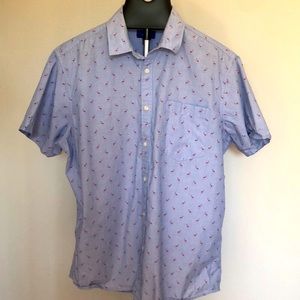 Apt. 9 Blue Cotton Flamingo Short Sleeve Shirt Sz L